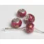 Színezett lampwork üveg fuxia-arany charm