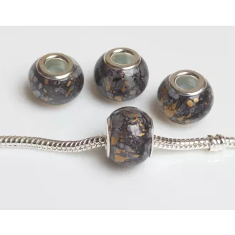 Színezett lampwork üveg grafit-arany charm