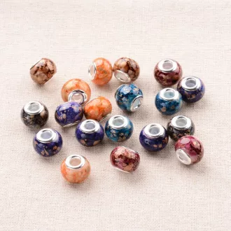 Színezett lampwork üveg grafit-arany charm