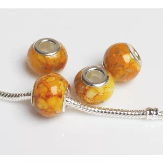 Színezett lampwork üveg sárga-arany charm