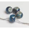 Színezett lampwork üveg sötétkék-arany charm