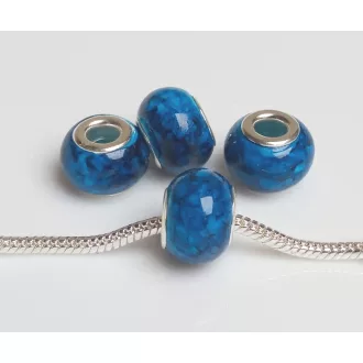 Színezett lampwork üveg márványos kék charm