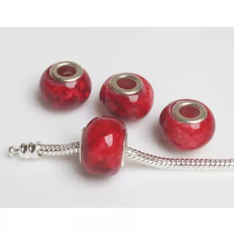 Színezett lampwork üveg márványos bordó charm