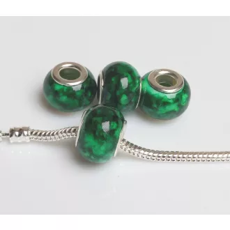 Színezett lampwork üveg márványos zöld charm
