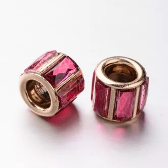Üveg lapokból (7db) álló magenta színű charm