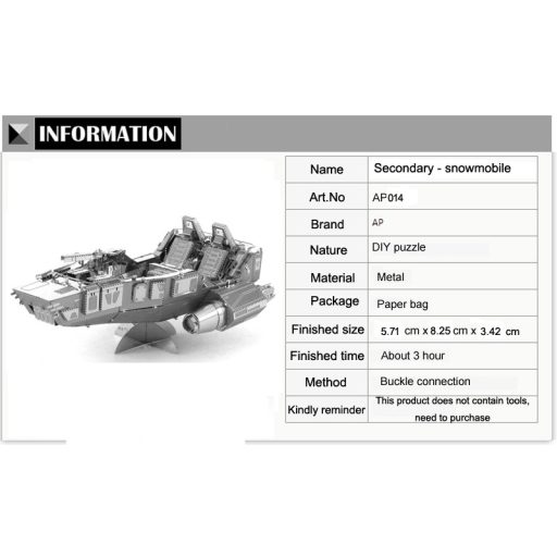 3D Metal Puzzle SW Snowsmobile