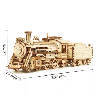 3D Modell Natúr Fa Lézervágott Puzzle - Gőzmozdony