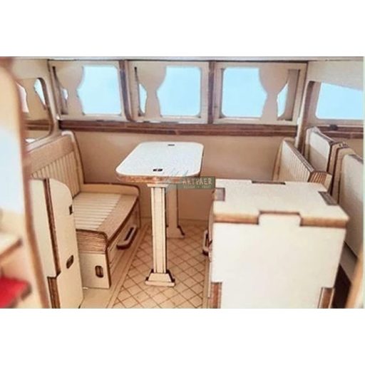 3D Modell Fa Puzzle Ikonikus Volkswagen lakókocsi