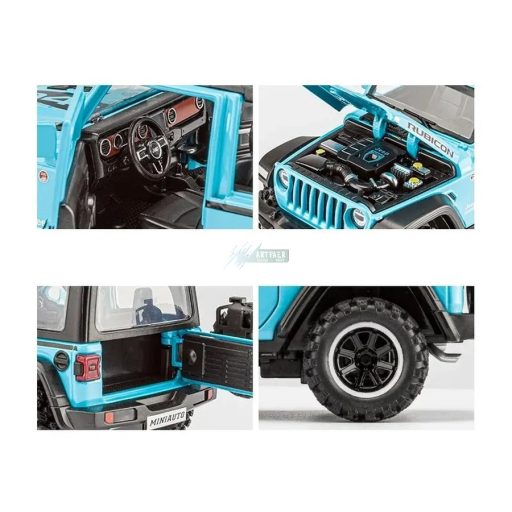 Jeep Wrangler Rubicon model autó, terepjáró kék