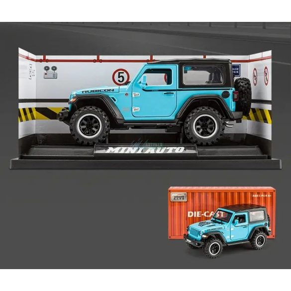 Jeep Wrangler Rubicon model autó, terepjáró kék