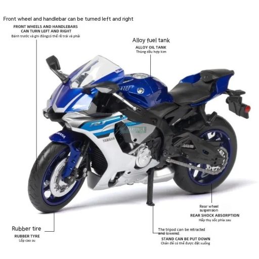 Cool Chic Auto Yamaha YZF-R1 motormodell 1:12 kék