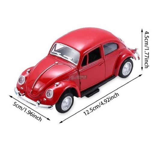 Retro autómodell 1:36 Volkswagen Beetle lendkerekes piros