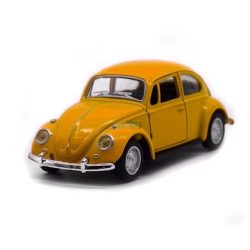Retro autómodell 1:36 Volkswagen Beetle lendkerekes sárga