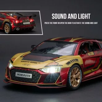   Versenyautó modell Audi R8 1:24 fényekkel és hanggal - Design - Vasember
