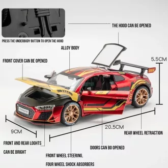   Versenyautó modell Audi R8 1:24 fényekkel és hanggal - Design - Vasember