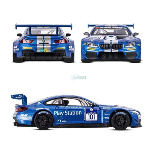 CCA autómodell 1:42 BMW M6 GT3 licenszes, gyüjtőknek - vitrindobozban kék
