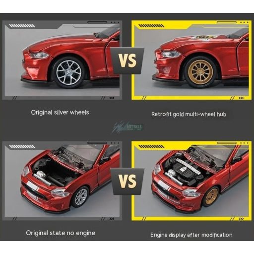 CCA autómodell 1:42 tuningolható Ford Mustang GT 2018 licenses, gyüjtőknek - kék