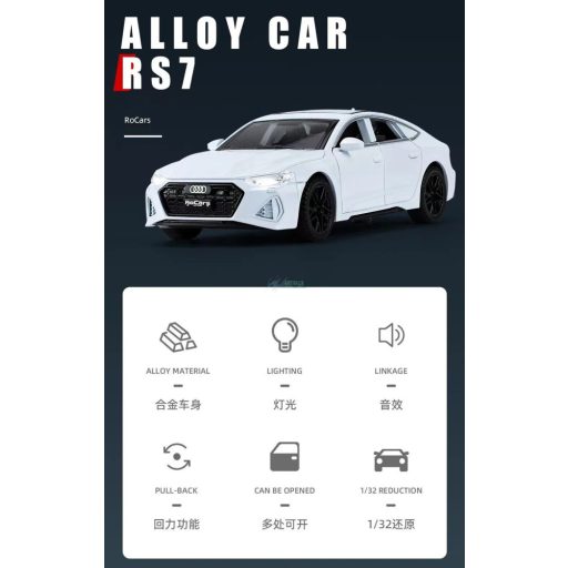 Fém autómodell 1:32 Audi RS-7 gyüjtőknek - fehér OEM