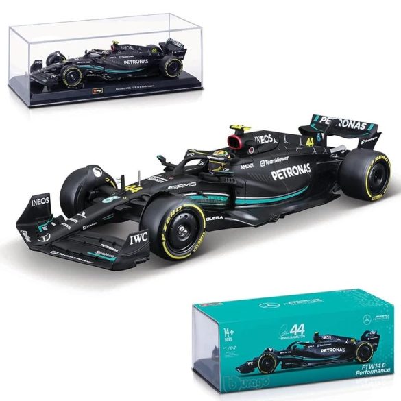 Bburago Prémium 1:24 modell 2023 F1 Mercedes-AMG Petronas W14 44 Lewis Hamilton  - gyüjtőknek, vitrindobozban