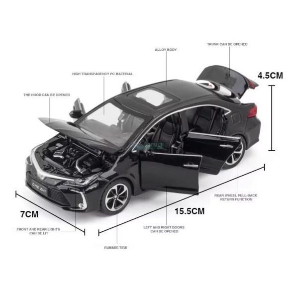 Fém autó modell 1:32 Toyota Corolla fehér gyüjtőknek OEM