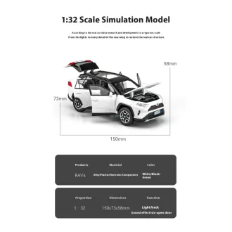 Fém autó modell 1:32 Toyota RAV4 fehér gyüjtőknek OEM