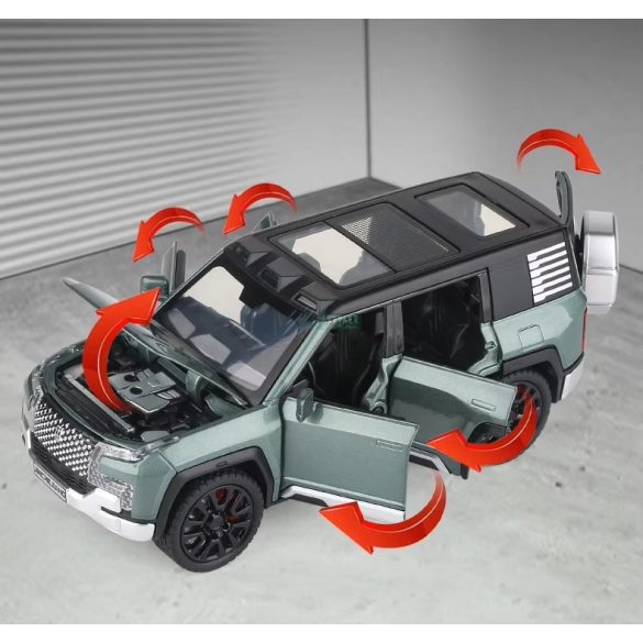 Fém autó model 1:32 BYD U8 YangWang SUV terepjáró - gyüjtőknek OEM zöld