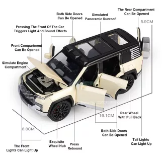   Fém autó model 1:32 BYD U8 YangWang SUV terepjáró - gyüjtőknek OEM zöld