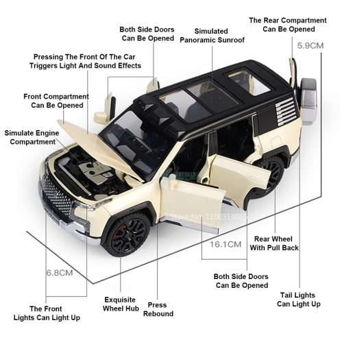 Fém autó model 1:32 BYD U8 YangWang SUV terepjáró - gyüjtőknek OEM zöld