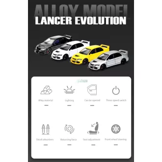   Fém autó model 1:32 Mitsubishi Lancer EVO ezüst - gyüjtőknek OEM