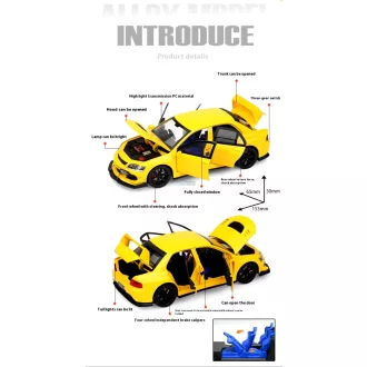   Fém autó model 1:32 Mitsubishi Lancer EVO ezüst - gyüjtőknek OEM